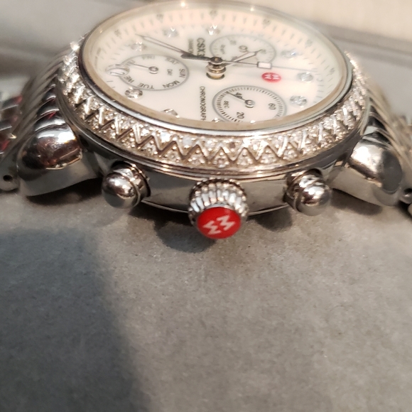 Michele CSX33 Silver Diamond-Accent Chronograph Watch main image 5